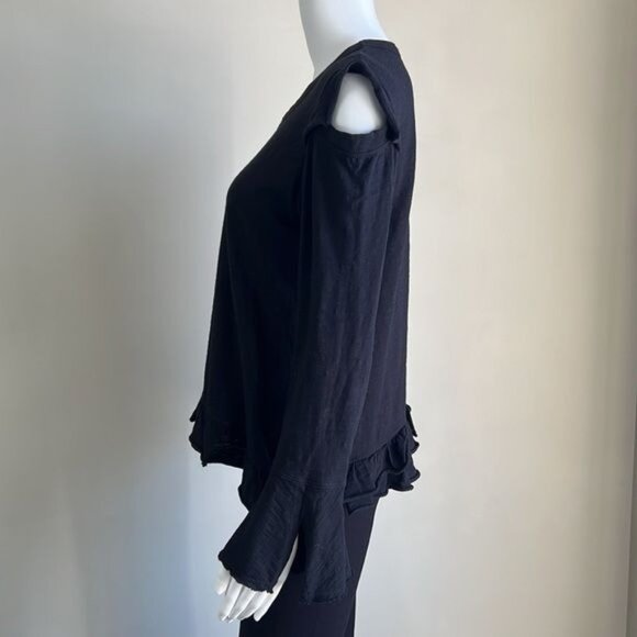 Wilt Crossover Raw Ruffle Cold Shoulder Tee - XS - Picture 4 of 8